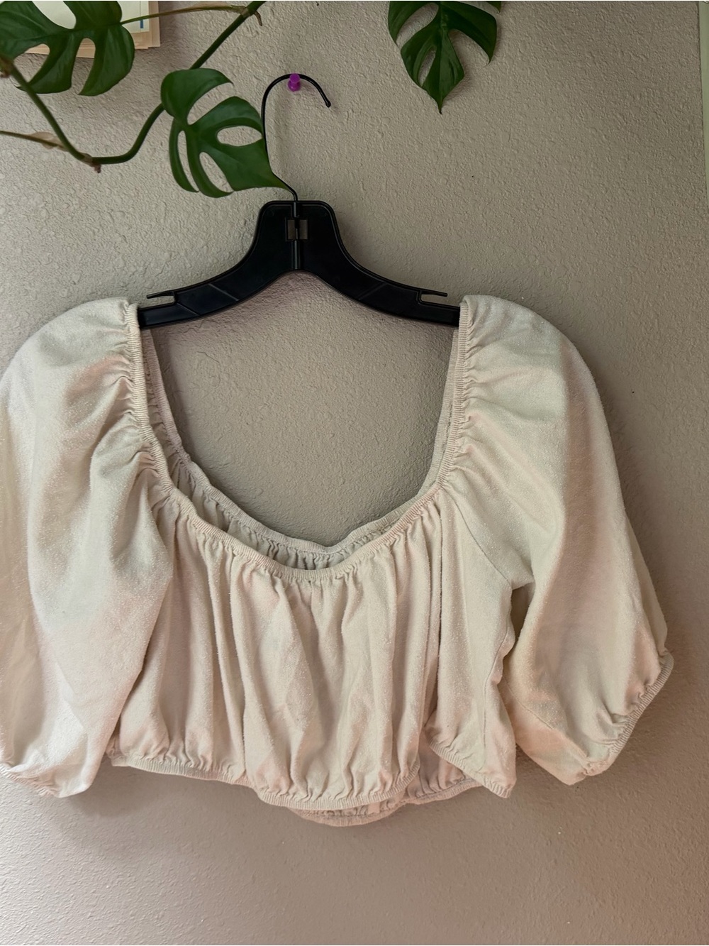 OZMA Puff-Sleeve Cropped Top
